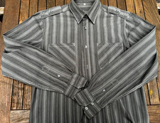 Herren-Oberhemd Gr S Bio-Cotton Baumwolle Grau -Anthrazit gestreift Langarm NEUW