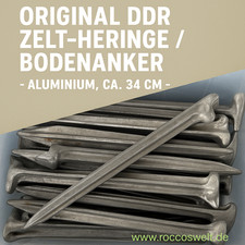 5 Stück - Original DDR Zelt-Heringe Bodenanker Aluminium ca. 34 cm