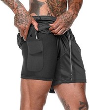 Sportshort Herren modern Sommer 2in1 Kurze Hosen Schnelltrocknend Fitness Gr.2XL