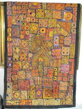 Wandbehang Wandteppich Indien Patchwork aus Festtagskleidung handgef.152x 107 cm