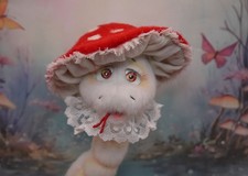 196❤️KLEINE LIEBCHEN❤️Teddy Schlange Fliegenpilz 17 cm Künstlerteddy Unikat OOAK