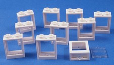 LEGO - 10 Fenster 1x2x2 weiß mit Scheiben transparent klar / 60592 60601 NEUWARE