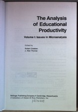 The Analysis of educational productivity: VOL.I: Issues in microanalysis. Dreebe