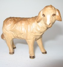 Kofel Krippenfigur Schaf stehend, Oberammergau, handgeschnitzt, lasiert, 15cm