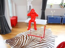 Servierwagen, Beistelltisch, Midcentury, Chrom + Flammrot, rollbar, schwenkbar