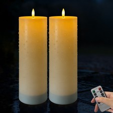 2er LED Kerzen Flammenlose Dimmbar Outdoor Kerzen  mit Fernbedienung und Timer