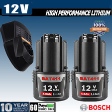 2X 12V 4.8Ah Für Bosch BAT411 Li-ion GBA GSR GDR GSA BAT412 GWI Akku / Ladegerät