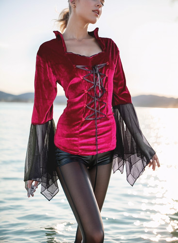Samtbluse gothic larp - samtbluse, dark