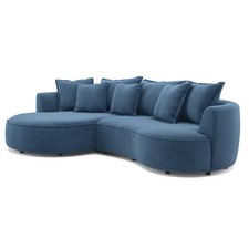 Ecksofa - dark blue - Samt -