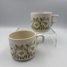 2 x Vintage Hornsea Fleur Tassen Steingut 70er/80er Blumen Tee Kaffee sehr guter Zustand