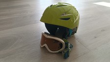 KINDER SKIHELM + SKIBRILLE Kinderhelm Gr. M Neon Helm Alpin Wintersport