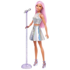 Barbie Pop-Star-Puppe mit rosa Haaren - Sängerin mit Mikro und Rock - JCW42