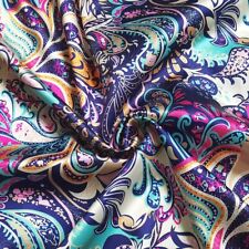 1 MeterX1,48 Meter Stretch Satin Fabric Vintage Paisley Silky Charmeuse Material