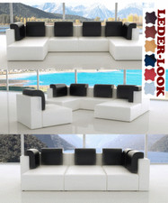 5tlg XXL WOHNLANDSCHAFT MODULARES SOFA SESSEL HOCKER KUNSTLEDER RÜCKENPOLSTER