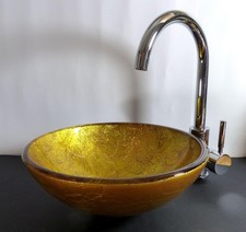 Aufsatz Glas Waschbecken gold