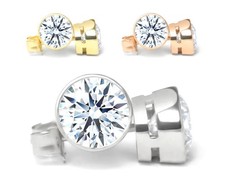 Diamant Ohrstecker in 585 Gold, Ohrringe mit 1ct & 2ct Brillanten mit 5mm & 6mm