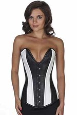 Korsett Schwarz Weiß Leder
