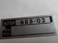 Typenschild Renault Motor-Schild moteur 688-02 tag plaque placa targa s47