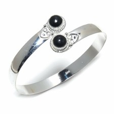 925 Sterling Silber Schwarz Onyx Edelstein Handmade Schmuck Armreif Gr.