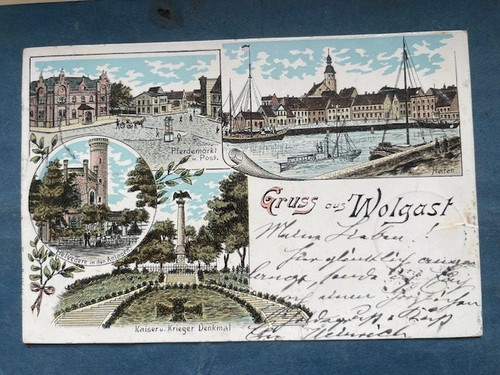 Postkarte gruss aus wolgast - ak,