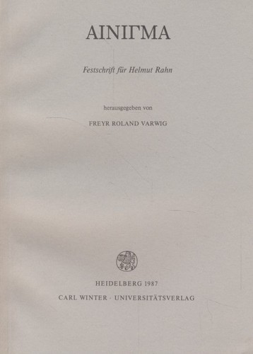 Ainigma festschrift für - ainigma.,
