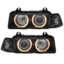 Depo Scheinwerfer Klarglas Angel Eyes für BMW E36 Cabrio Coupe Schwarz