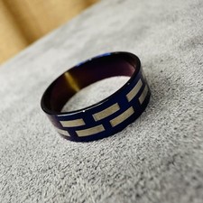 Ring Edelstahl blau Inlay Muster Größe 66 Herren Schmuck Geschenk