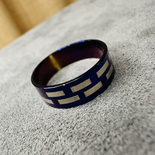 Ring edelstahl blau inlay - edelstahl,