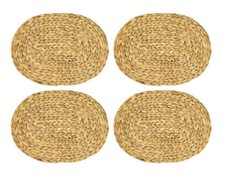 HMF 4x Tischset oval geflochten aus Wasserhyazinthe Platzset abwaschbar