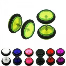 1 Paar Fakeplugs Fake Plug Tunnel Piercing Ohrstecker Ohrring UV Neon