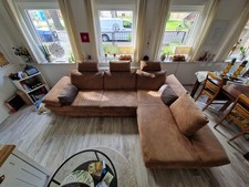 Ecksofa mit Recamiere, braun