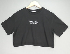 Schwarzes Crop T-Shirt Spruch