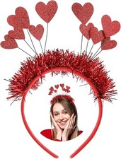 Herz Haarreif Rot, Glitzer Herzen Stirnband Weihnachten Haarreif Damen Haarbände