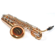 Karl Glaser Bariton Saxophon mit Koffer + Mundstück, Messing, verchromte Klappen