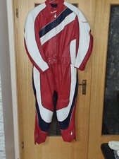 Harro Lederkombi Motorrad Hose/Jacke Vintage Rot/Weiß/blau 