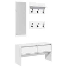 4-tlg. Flurgarderobe Set Garderobe mit Spiegel Wandgarderobe Kommode Flurmöbel