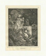 Auffindung Moses Testament Bibel Ägypten Fächer Baby Weidenkorb  E 2422