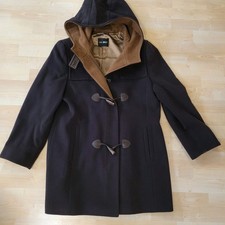 Gil Bret Dufflecoat Schurwolle Kaschmir Mantel Dunkelbraun Kapuze Gr. 44 *NEU*