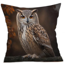 Kissen mit Füllung 45x45cm Eule, Dekokissen, Uhu, Couchkissen, Schleiereulen