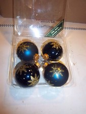 Deko Weihnachten  4 Christbaumkugeln  blau  6,5 cm d 2 x matt 2 x glänzend