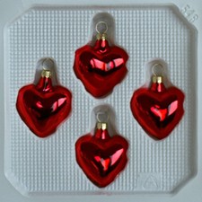 Lauschaer Glas Christbaumschmuck Herzen klein rot glanz mundgeblasen