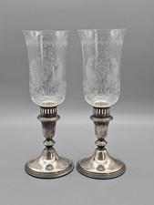 2x Kerzenhalter Kerzenständer Leuchter Antik Jugendstil Glas 925 Sterling Silber