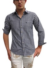 Karohemd Trachtenhemden Herren Schwarz-Weiß Kariert, Vegan |Baumwolle Almsach