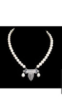 925 Sterling Silber Halskette Weise Perle Similiert Cz 11x10mm Natural Edelstein