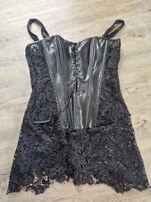 SEXY Damen Corsage Kunst Leder und Spitze  Gr.  S  36 38
