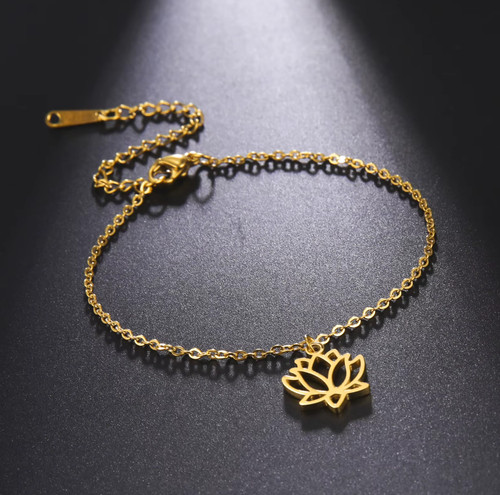 Fußkette lotusblume gold - fußkette,