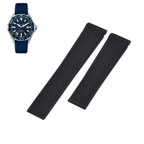 22mm black rubber watch strap - 22mm,