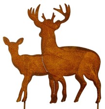 Rost Gartenstecker Hirschpaar Edelrost Gartendeko rostige Metall Deko Hirsch Reh