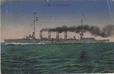 Lang-Lang ist es her. Eine alte Schiff- Postkarte .Echt gelaufen   BITTE ANSEHEN