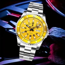 *  Automatik Armbanduhr Herren Mechanische Uhr Datum Gelb